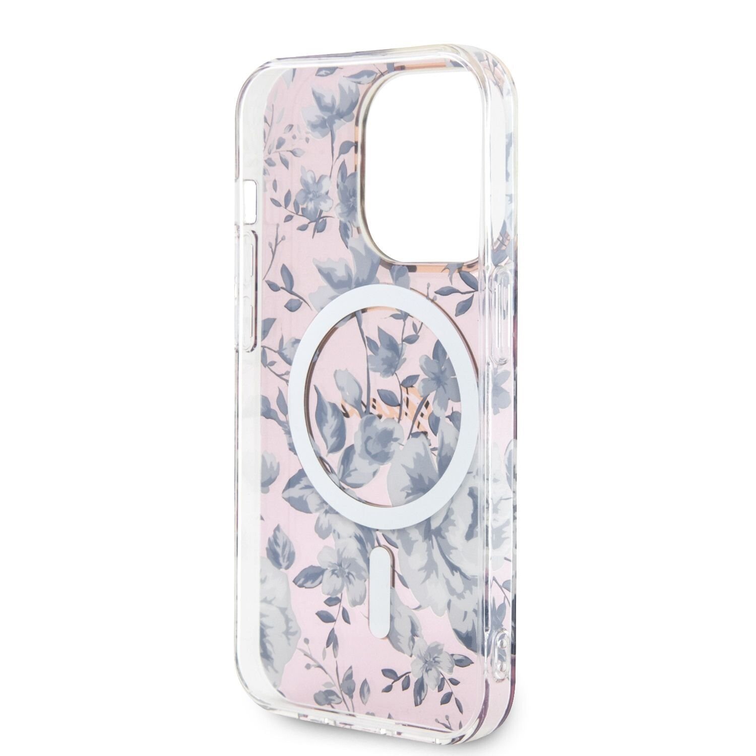 Husa Guess PC/TPU Flowers IML MagSafe  pentru iPhone 14 Pro Pink thumb