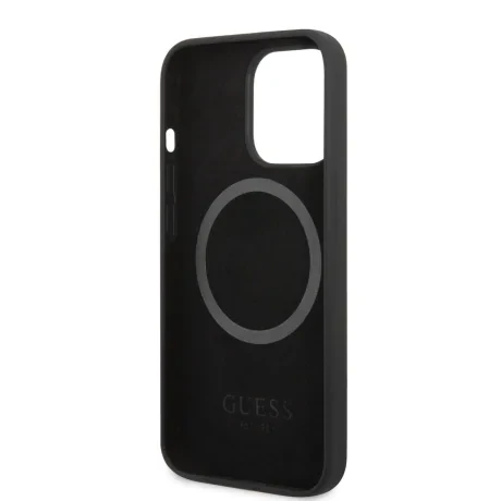 Husa Guess Silicone Metal Logo MagSafe pentru iPhone 13 Pro Black