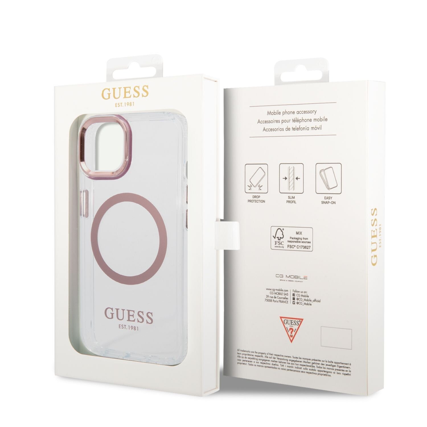 Husa Guess Transparent MagSafe pentru iPhone 14 Plus Pink thumb