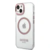 Husa Guess Transparent MagSafe pentru iPhone 14 Plus Pink