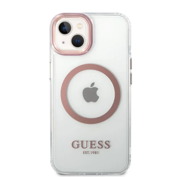 Husa Guess Transparent MagSafe pentru iPhone 14 Plus Pink