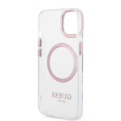 Husa Guess Transparent MagSafe pentru iPhone 14 Plus Pink