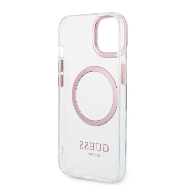 Husa Guess Transparent MagSafe pentru iPhone 14 Plus Pink