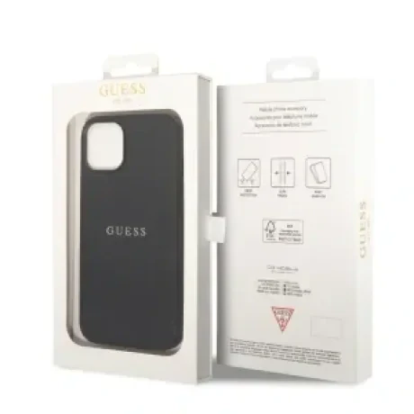 Husa Cover Guess Leather Case Saffiano Metal Logo pentru iPhone 14  Plus Black