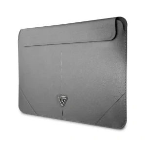 Geanta Guess Saffiano Triangle Metal Logo Computer Sleeve 13/14&quot; Silver