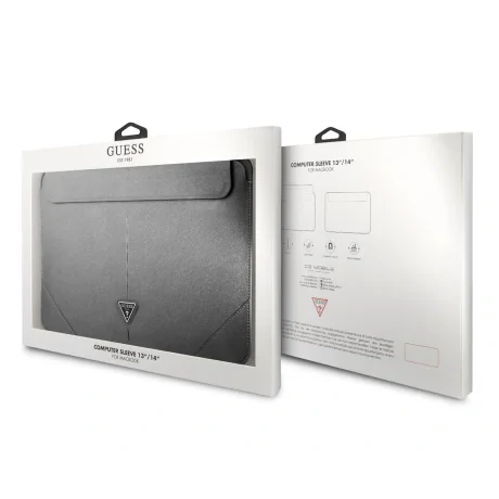 Geanta Guess Saffiano Triangle Metal Logo Computer Sleeve 13/14&quot; Silver