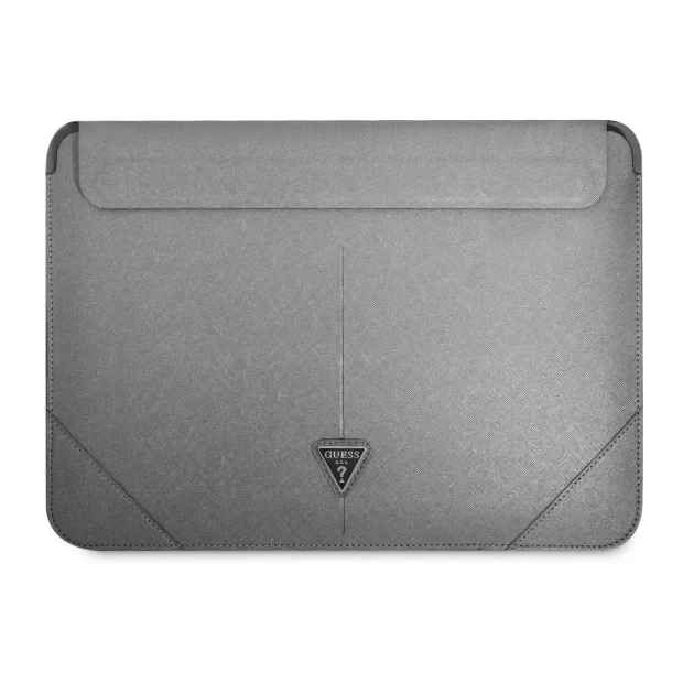 Geanta Guess Saffiano Triangle Metal Logo Computer Sleeve 13/14&quot; Silver