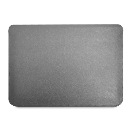 Geanta Guess Saffiano Triangle Metal Logo Computer Sleeve 16&quot; Silver