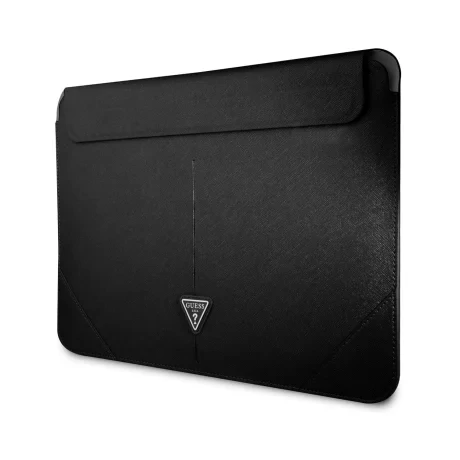 Geanta Guess Saffiano Triangle Metal Logo Computer Sleeve 16&quot; Black