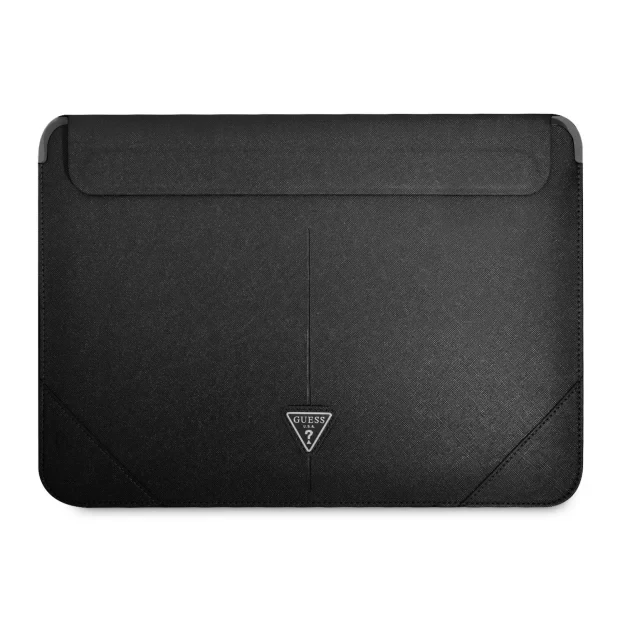 Geanta Guess Saffiano Triangle Metal Logo Computer Sleeve 16&quot; Black