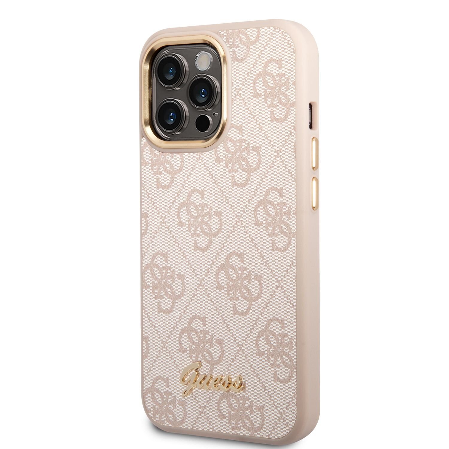 Husa Guess PC/TPU 4G Metal Camera Outline pentru iPhone 14 Pro Pink thumb