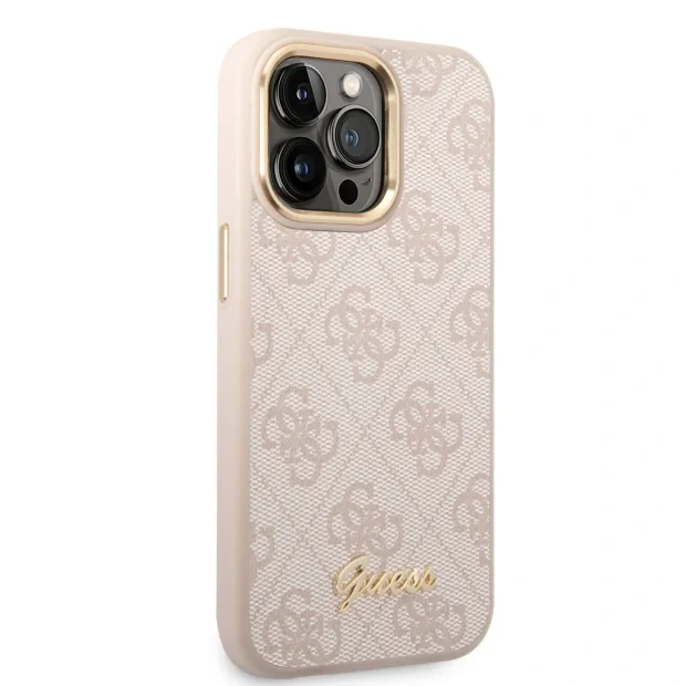 Husa Guess PC/TPU 4G Metal Camera Outline pentru iPhone 14 Pro Pink