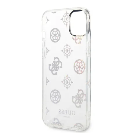 Husa Guess PC/TPU Peony Glitter pentru iPhone 14 Plus White