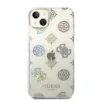 Husa Guess PC/TPU Peony Glitter pentru iPhone 14 Plus White