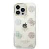 Husa Guess PC/TPU Peony Glitter pentru iPhone 14 Pro White