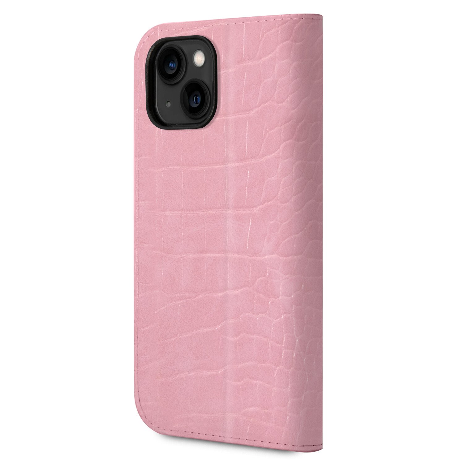 Husa Book Guess PU Croco with Metal Camera Outline pentru iPhone 14 Plus Pink thumb