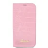 Husa Book Guess PU Croco with Metal Camera Outline pentru iPhone 14 Plus Pink