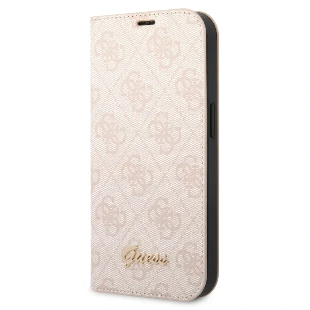 Husa Book Guess PC/TPU 4G Metal Camera Outline pentru iPhone 14 Plus Pink