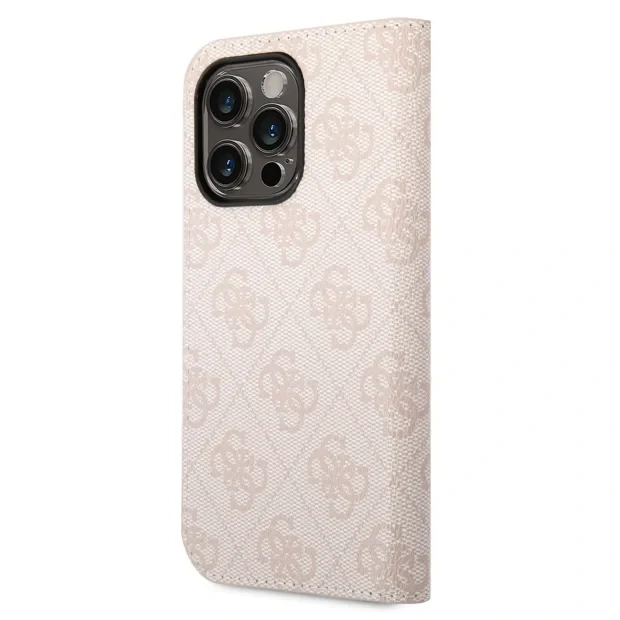 Husa  Book Guess PC/TPU 4G Metal Camera Outline pentru iPhone 14 Pro Pink