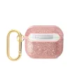 Husa Guess Glitter Flakes Metal Logo pentru AirPods 3 Pink