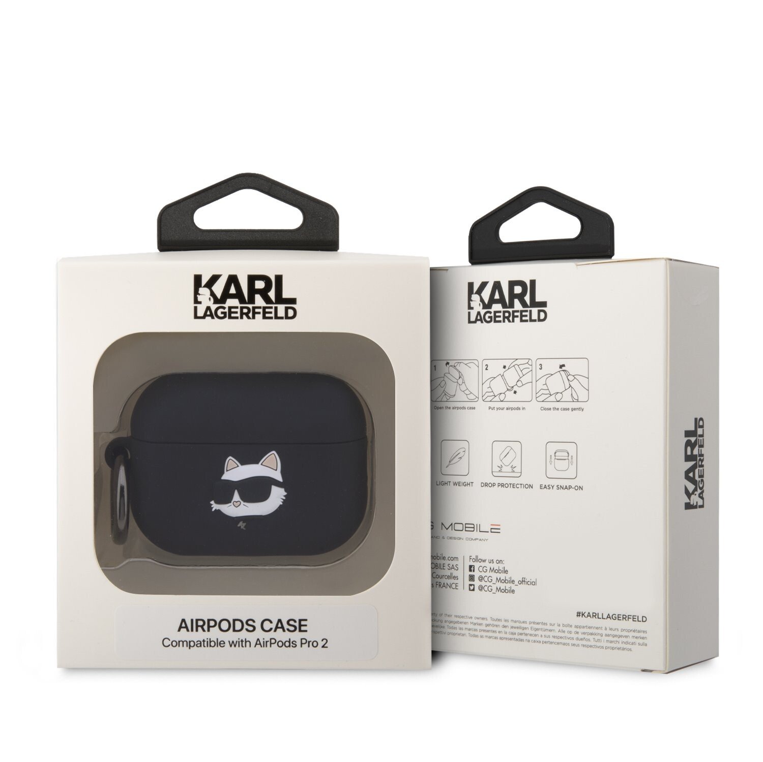 Husa Karl Lagerfeld 3D Logo NFT Choupette Head Silicone pentru Airpods Pro 2 Black thumb