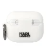 Husa Karl Lagerfeld 3D Logo NFT Choupette Head Silicone pentru Airpods Pro White