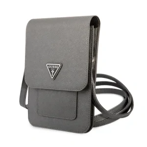 Geanta pentru telefon Guess PU Saffiano Triangle Logo Grey