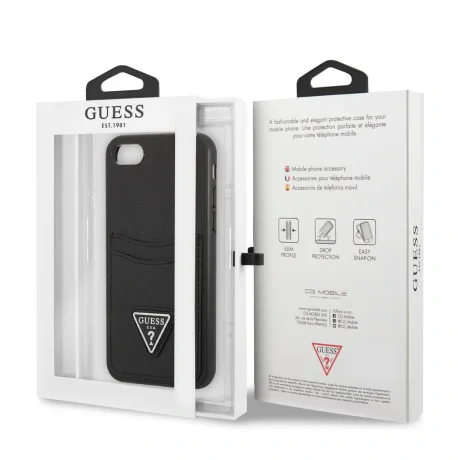 Husa Guess Saffiano Double Card Zadni Kryt pro iPhone 7/8/SE2020 Black