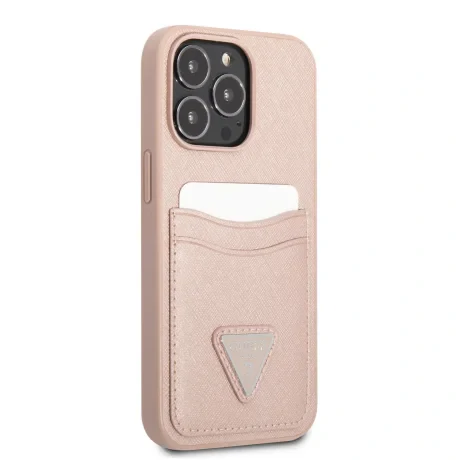 Husa Guess Saffiano Double Card pentru iPhone 13 Pro Pink