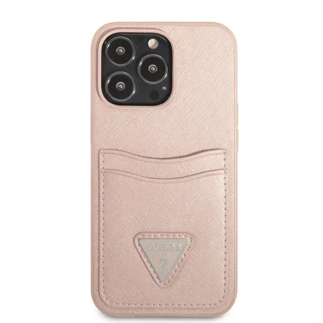 Husa Guess Saffiano Double Card pentru iPhone 13 Pro Pink