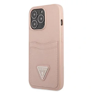 Husa Guess Saffiano Double Card pentru iPhone 13 Pro Pink