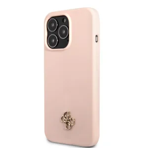 Husa Guess 4G Silicone Metal Logo pentru iPhone 13 Pro Pink