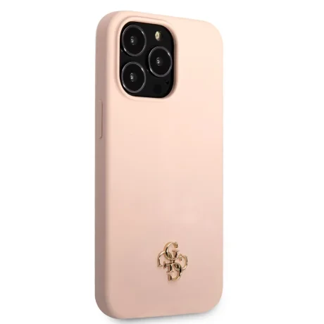 Husa Guess 4G Silicone Metal Logo pentru iPhone 13 Pro Pink