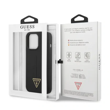Husa Guess Silicone Line Triangle pentru iPhone 13 Pro Black