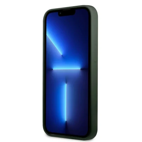 Husa Guess 4G Silicone Metal Logo pentru iPhone 13 Kaki