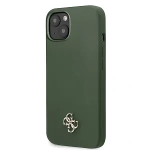 Husa Guess 4G Silicone Metal Logo pentru iPhone 13 Kaki