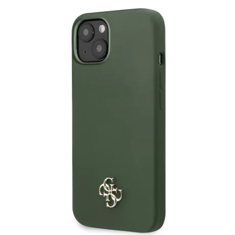 Husa Guess 4G Silicone Metal Logo pentru iPhone 13 Kaki