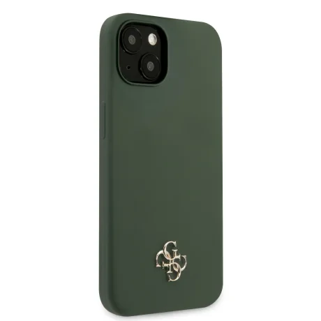 Husa Guess 4G Silicone Metal Logo pentru iPhone 13 Kaki