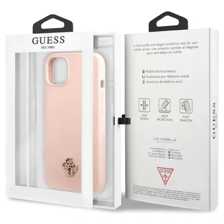 Husa  Guess 4G Silicone Metal Logo Zadni Kryt pro iPhone 13 mini Pink