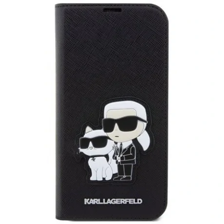 Husa Karl Lagerfeld PU Saffiano Karl and Choupette NFT Book pentru  iPhone 13 Pro Max Negru