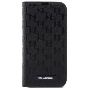 Husa Karl Lagerfeld PU Saffiano Monogram Book pentru iPhone 13 Pro Max Negru