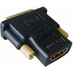 ADAPTOR video GEMBIRD, DVI-D SL (T) la HDMI (M), conectori auriti, black, &quot;A-HDMI-DVI-2&quot; (include TV 0.06 lei)