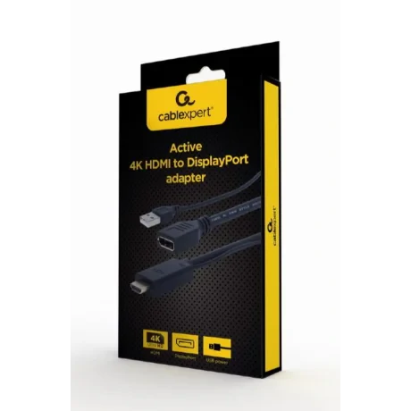 ADAPTOR video GEMBIRD, HDMI (T) la DisplayPort (M), rezolutie maxima 4K (3840 x 2160) la 30Hz, activ USB powered, black, &quot;A-HDMIM-DPF-01&quot; (include TV 0.06 lei)