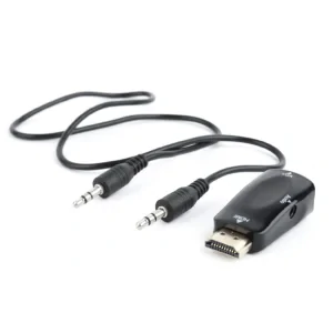 ADAPTOR video GEMBIRD, splitter HDMI (T) la VGA (M) + Jack 3.5mm (T), rezolutie maxima Full HD (1920 x 1080) la 60Hz, cablu audio 3.5 mm jack, black, &quot;A-HDMI-VGA-02&quot; (include TV 0.06 lei)