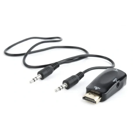 ADAPTOR video GEMBIRD, splitter HDMI (T) la VGA (M) + Jack 3.5mm (T), rezolutie maxima Full HD (1920 x 1080) la 60Hz, cablu audio 3.5 mm jack, black, &quot;A-HDMI-VGA-02&quot; (include TV 0.06 lei)