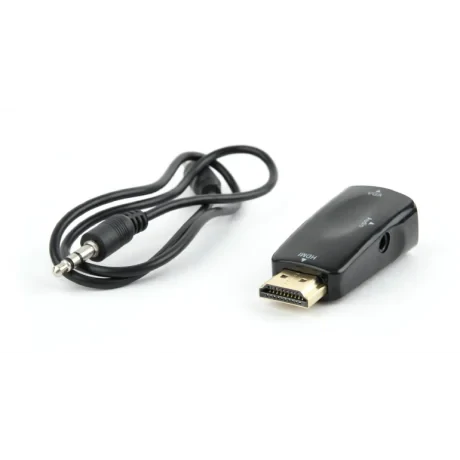 ADAPTOR video GEMBIRD, splitter HDMI (T) la VGA (M) + Jack 3.5mm (T), rezolutie maxima Full HD (1920 x 1080) la 60Hz, cablu audio 3.5 mm jack, black, "AB-HDMI-VGA-02" (include TV 0.06 lei)