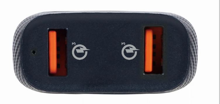 ALIMENTATOR auto GEMBIRD, 2 x USB QC3.0 la 3.6-6.5V/3A, 36W (2 x 18W), pt. bricheta auto, black, "TA-U2QC3-CAR-01" (include TV 0.18 thumb