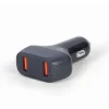ALIMENTATOR auto GEMBIRD, 2 x USB QC3.0 la 3.6-6.5V/3A, 36W (2 x 18W), pt. bricheta auto, black, &quot;TA-U2QC3-CAR-01&quot; (include TV 0.18