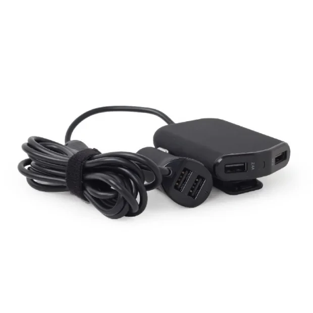 ALIMENTATOR auto GEMBIRD, 4 x USB, pt. bricheta auto 2 x USB, pt. bancheta din spate 2 x USB, 1.8m cablu, maxim 9.6A, black, &quot;EG-4U-CAR-01&quot; (include TV 0.18lei)