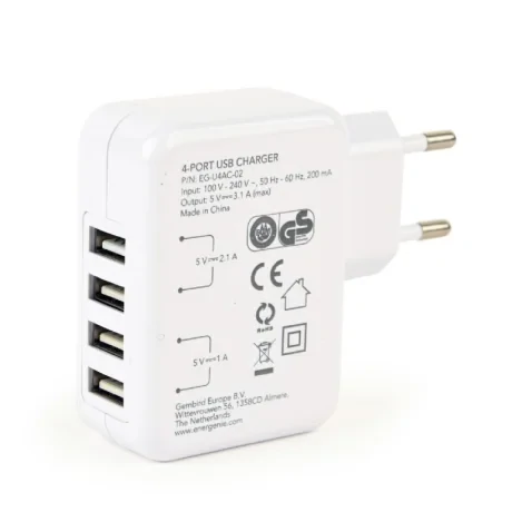 ALIMENTATOR retea 220V GEMBIRD, universal, 4 x USB, maxim 3.1A, alb, "EG-U4AC-02" (include TV 0.18lei)